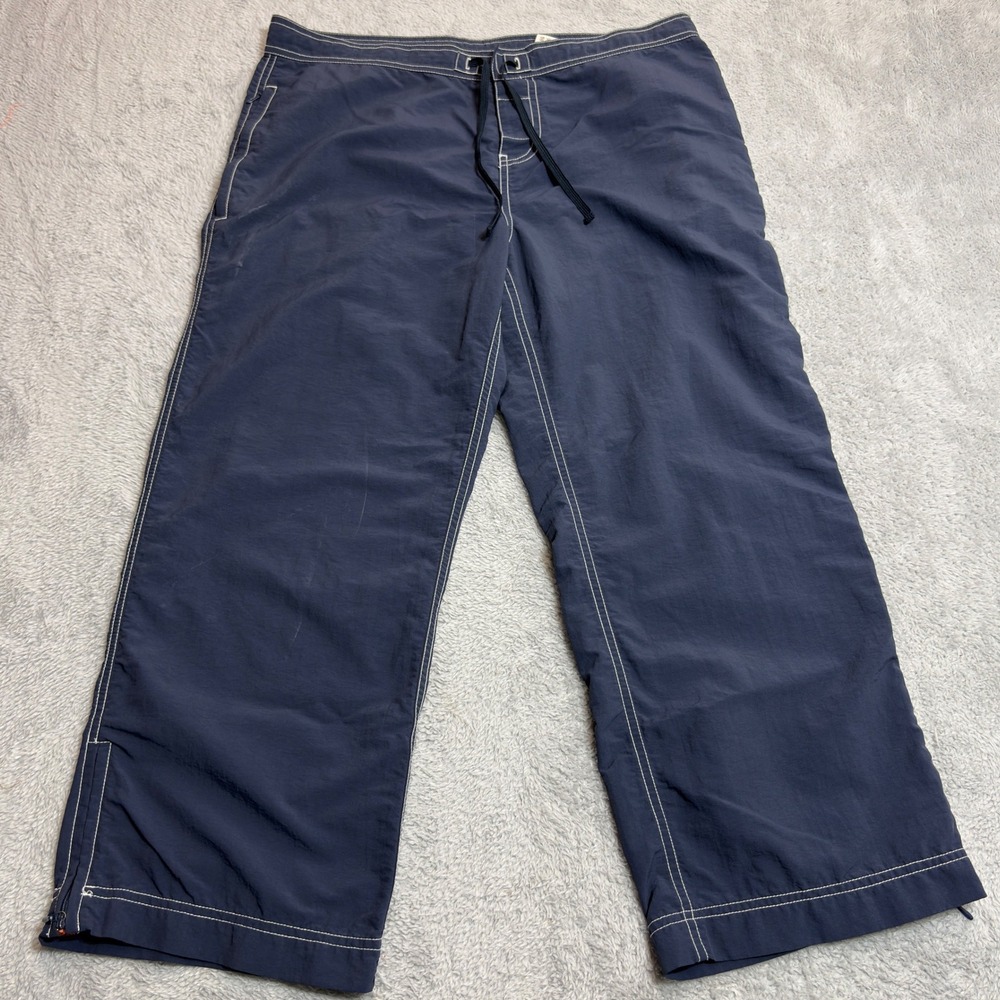 Eddie Bauer Nylon Pants Womens 10 Blue Hiking Crop Drawstring Gorpcore Zip Hem